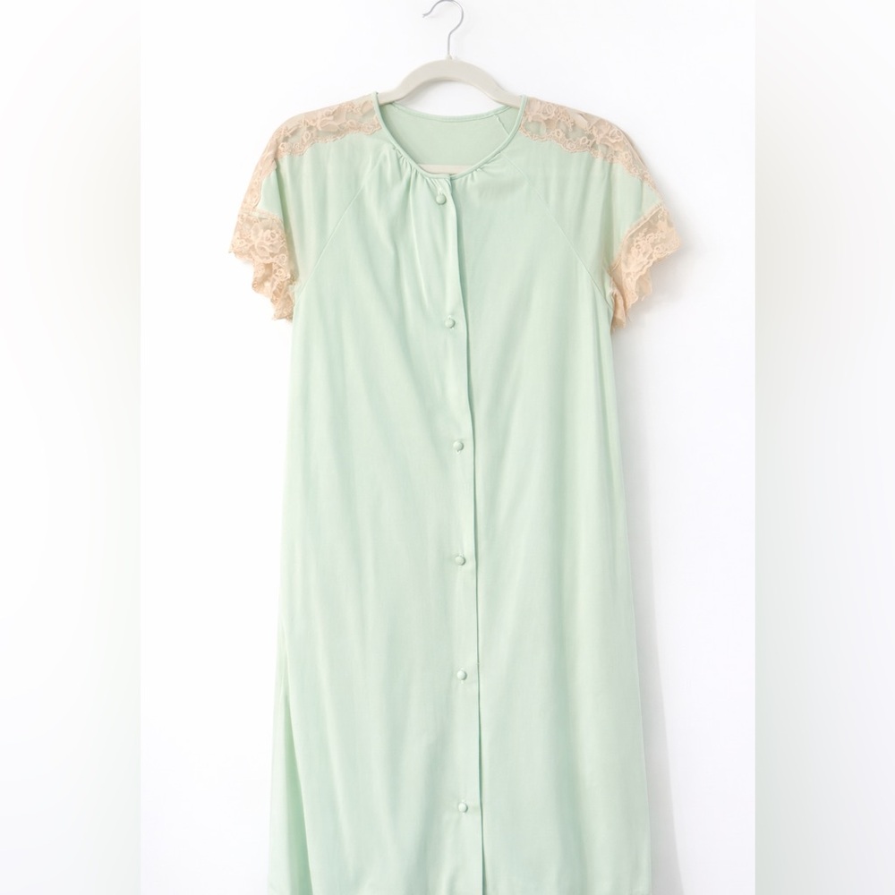 Vintage Mint Button-Down Nightgown